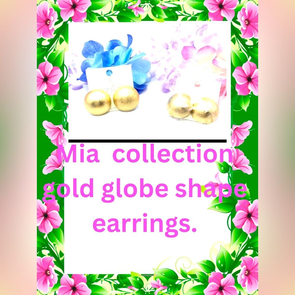 - Mia collection gold globe shaped earrings. New comes as a 2 pk bundle.